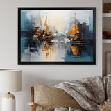 Moonlight sailboat collage horizon I - Boat Sailing Canvas Wall Art