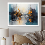 Moonlight sailboat collage horizon I - Boat Sailing Canvas Wall Art