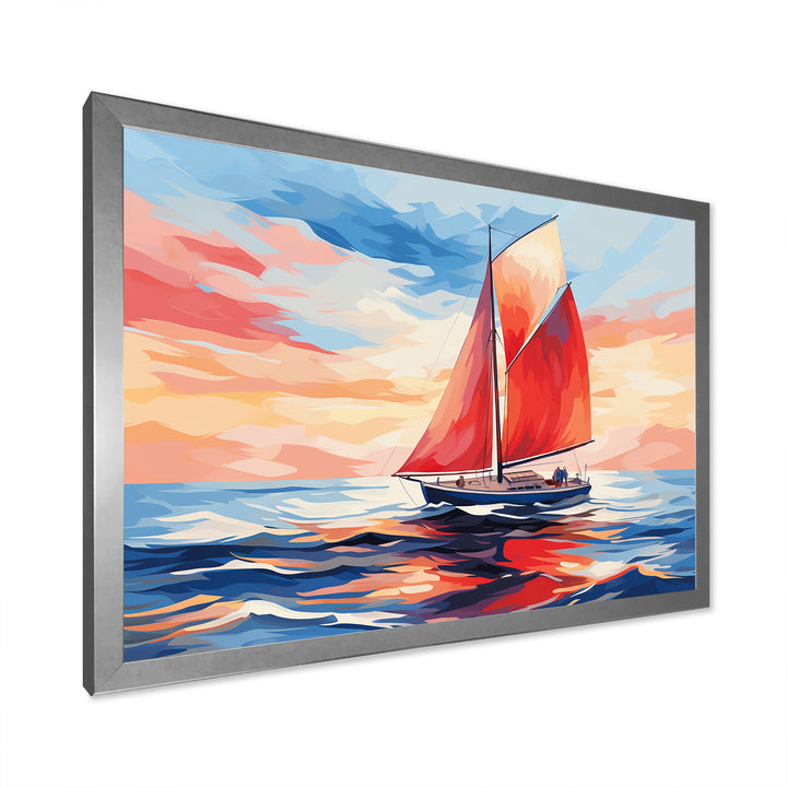 Sunset Sailing boat I - Boat Sailing Canvas Wall Art