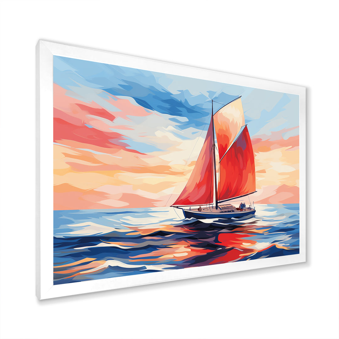 Sunset Sailing boat I - Boat Sailing Canvas Wall Art