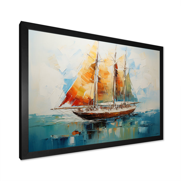 Moonlight sailboat horizon I - Boat Sailing Canvas Wall Art