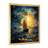 Moonlight sailing boat horizon I - Boat Sailing Canvas Wall Art
