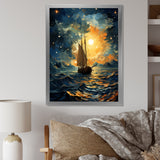 Moonlight sailing boat horizon I - Boat Sailing Canvas Wall Art