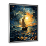 Moonlight sailing boat horizon I - Boat Sailing Canvas Wall Art