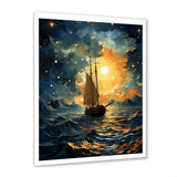 Moonlight sailing boat horizon I - Boat Sailing Canvas Wall Art