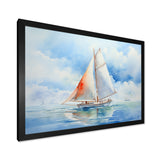 Coastal Serenity Watercolor Sailboat on the Horizon I - Boat Sailing Canvas Wall Art