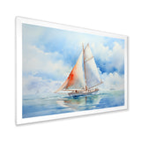 Coastal Serenity Watercolor Sailboat on the Horizon I - Boat Sailing Canvas Wall Art