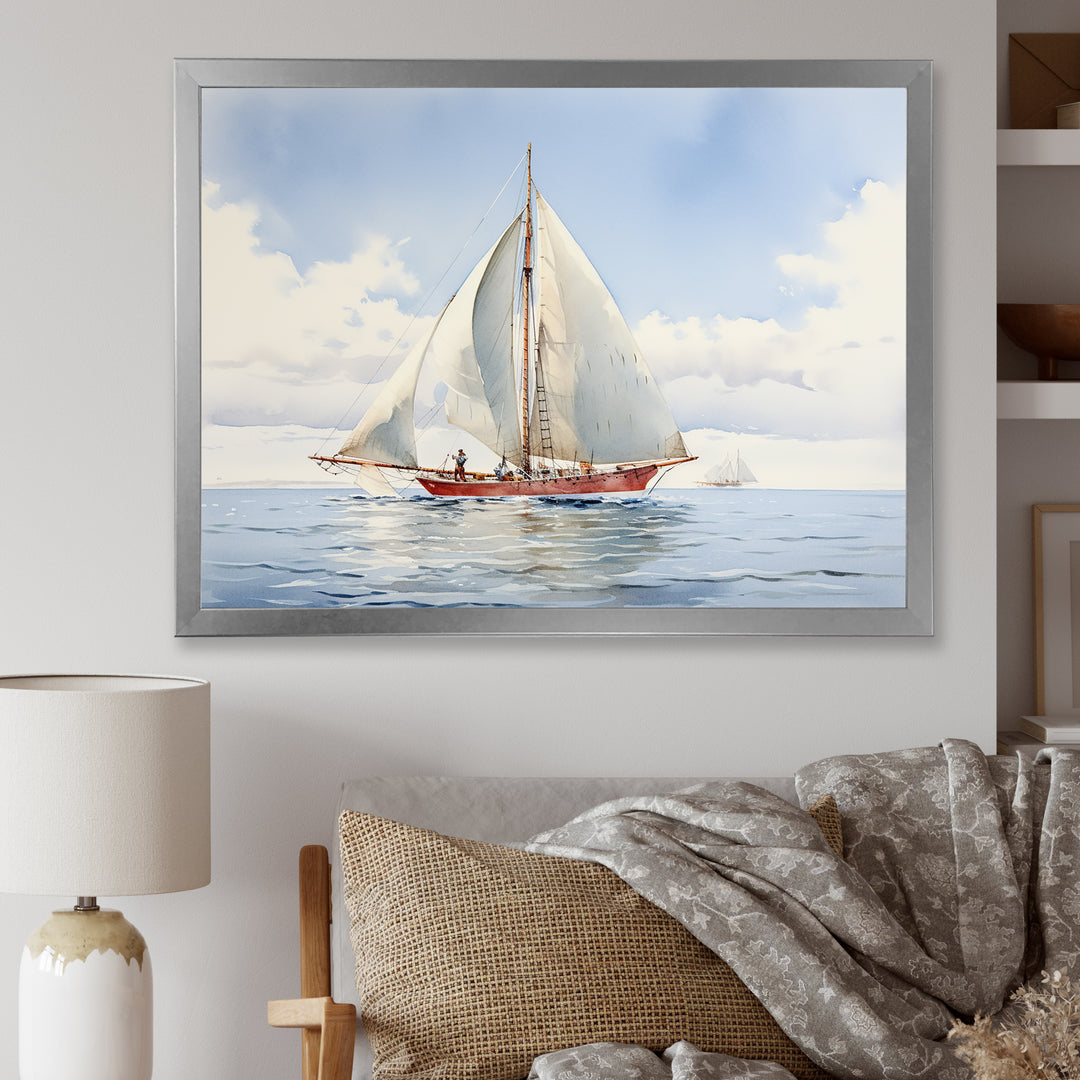 Seafaring Symphony Sailboat Serenity - Boat Sailing Canvas Wall Art