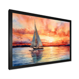 Pastel colors sailboat sunset V - Boat Sailing Canvas Wall Art
