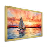 Pastel colors sailboat sunset V - Boat Sailing Canvas Wall Art