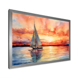 Pastel colors sailboat sunset V - Boat Sailing Canvas Wall Art