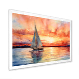 Pastel colors sailboat sunset V - Boat Sailing Canvas Wall Art