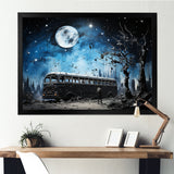 Moonlight urban bus - Bus Canvas Wall Art