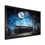 Moonlight urban bus - Bus Canvas Wall Art