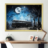Moonlight urban bus - Bus Canvas Wall Art