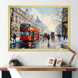 London urban red bus in UK - Bus Canvas Wall Art