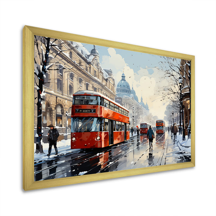 London urban red bus in UK - Bus Canvas Wall Art