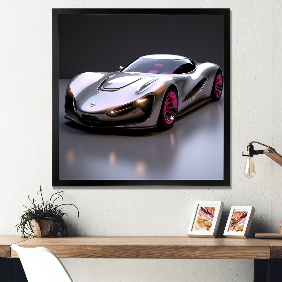 Pink and chrome Italian hyper car I - Car Exotic Canvas Wall Art