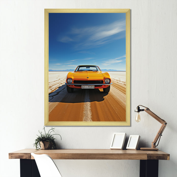 Yellow American muscle Car speedway - Car Muscle Car Canvas Wall Art