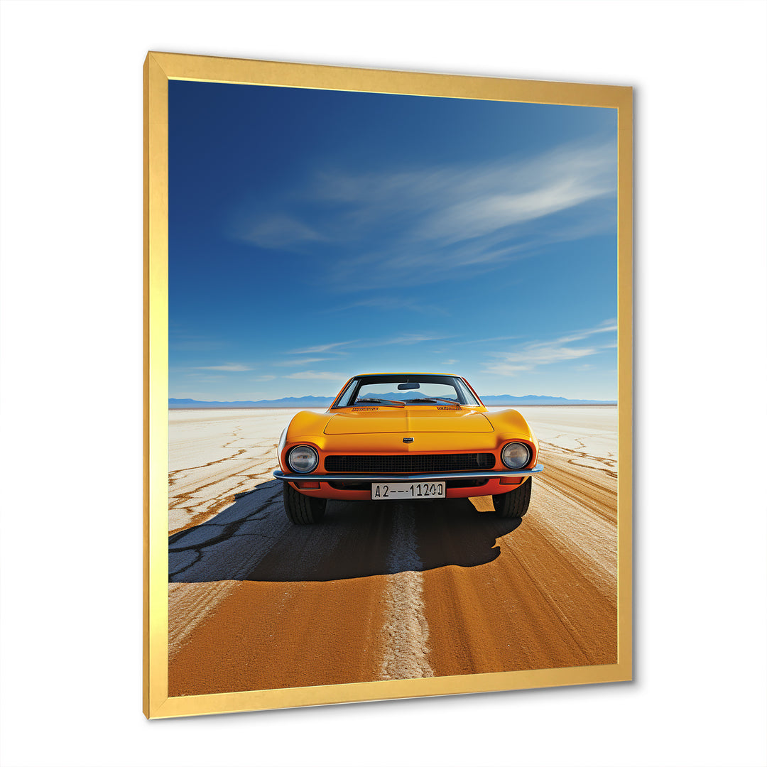 Yellow American muscle Car speedway - Car Muscle Car Canvas Wall Art