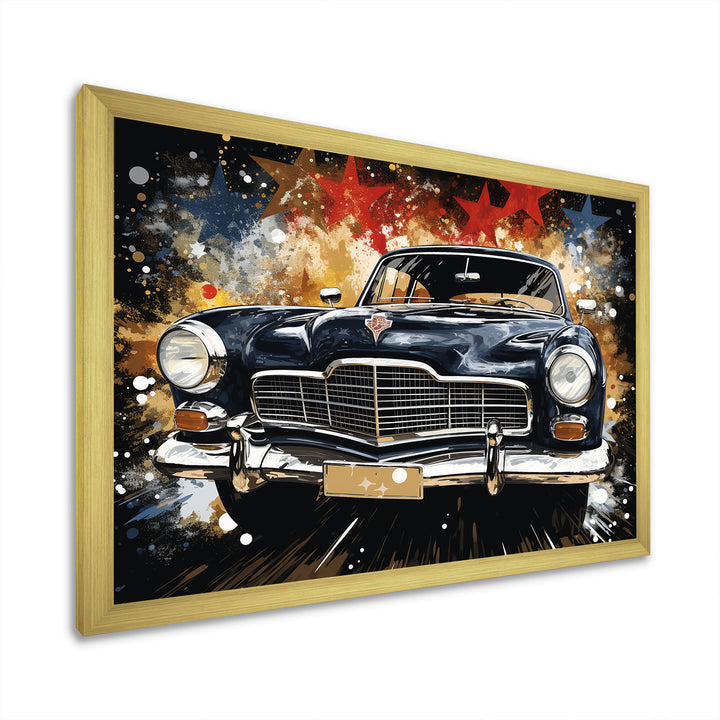Black classic Vintage American car - Car Old American Canvas Wall Art