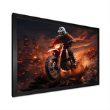 Orange and black Dirt Bike rider I - Motorcycle Canvas Wall Art