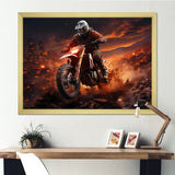 Orange and black Dirt Bike rider I - Motorcycle Canvas Wall Art
