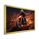Orange and black Dirt Bike rider I - Motorcycle Canvas Wall Art