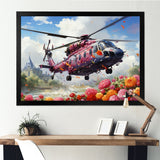 Helicopter springtime flowers horizon - Helicopter Canvas Wall Art