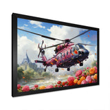Helicopter springtime flowers horizon - Helicopter Canvas Wall Art