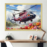 Helicopter springtime flowers horizon - Helicopter Canvas Wall Art
