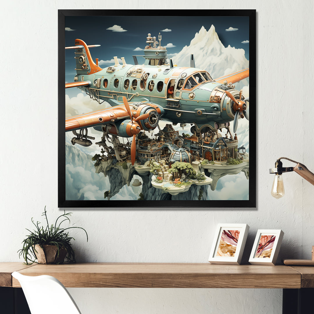Surreal Plane in the jungle - Plane Canvas Wall Art
