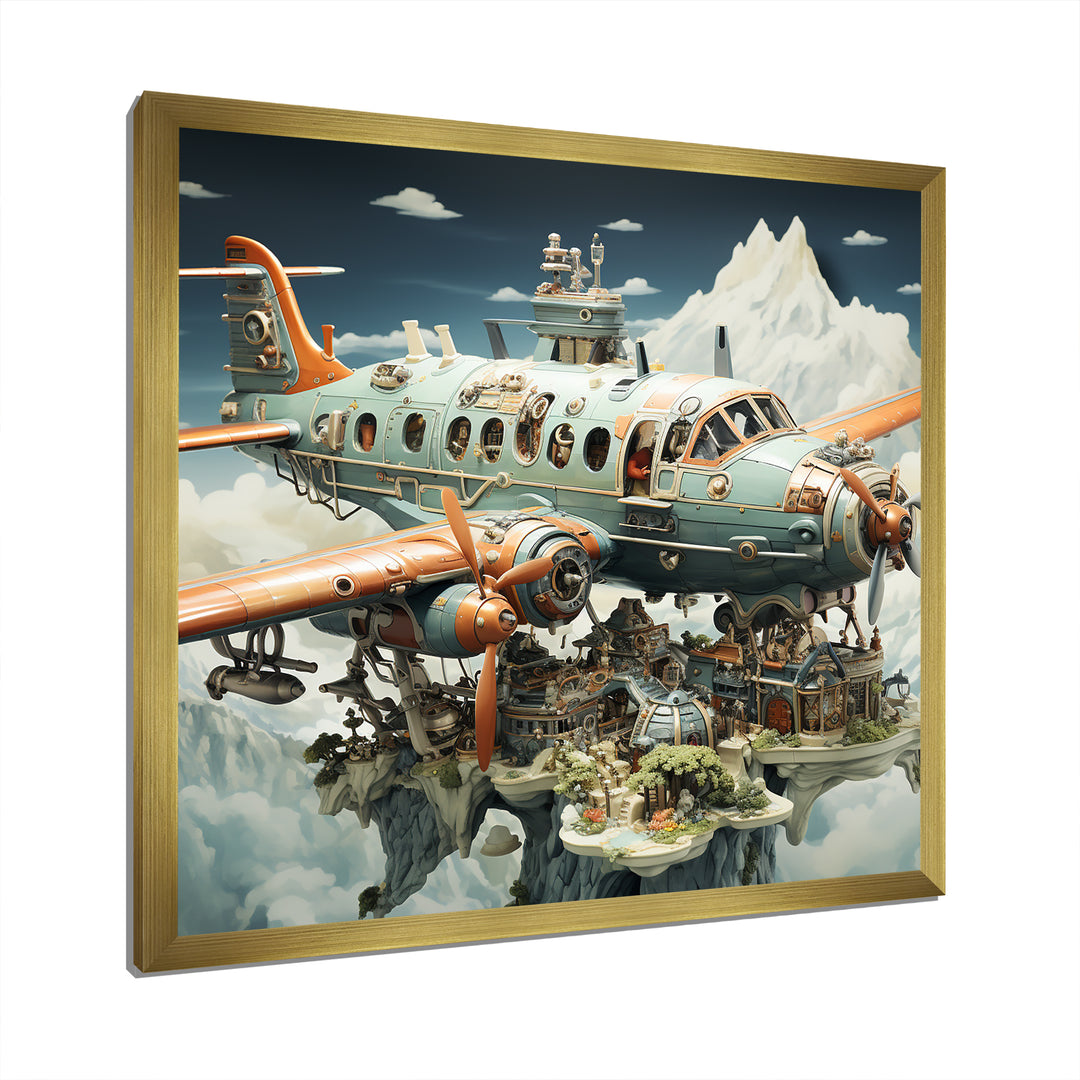 Surreal Plane in the jungle - Plane Canvas Wall Art