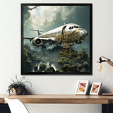 Green crashed Plane in the jungle - Plane Canvas Wall Art