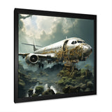 Green crashed Plane in the jungle - Plane Canvas Wall Art