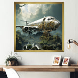 Green crashed Plane in the jungle - Plane Canvas Wall Art