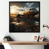 Orange crashed Plane in the jungle - Plane Canvas Wall Art
