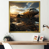 Orange crashed Plane in the jungle - Plane Canvas Wall Art