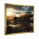 Orange crashed Plane in the jungle - Plane Canvas Wall Art