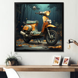 Orange Scotter on the streets - Scooter Canvas Wall Art