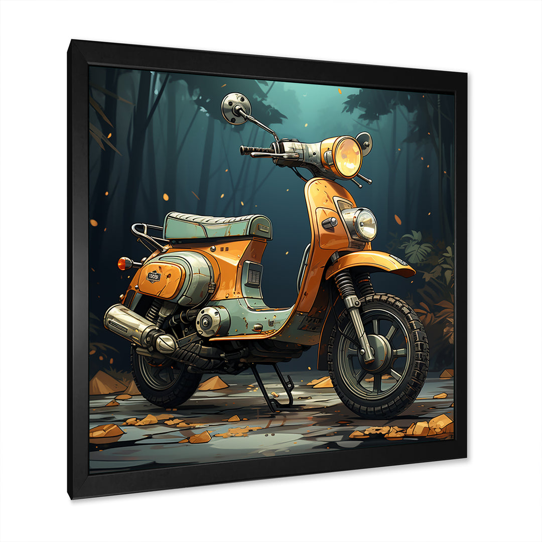 Orange Scotter on the streets - Scooter Canvas Wall Art