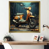 Orange Scotter on the streets - Scooter Canvas Wall Art