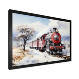 Red and white beautiful countryside train - Transportation Train Canvas Wall Art