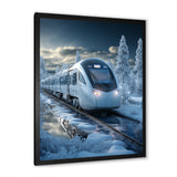 Christmas snow Train Journey I - Transportation Train Canvas Wall Art
