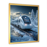 Christmas snow Train Journey I - Transportation Train Canvas Wall Art