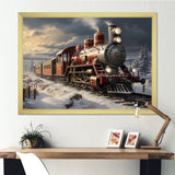 Christmas countryside winter train - Transportation Train Canvas Wall Art