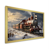 Christmas countryside winter train - Transportation Train Canvas Wall Art