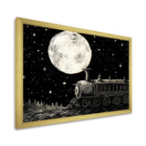 Black and white train at night I - Transportation Train Canvas Wall Art