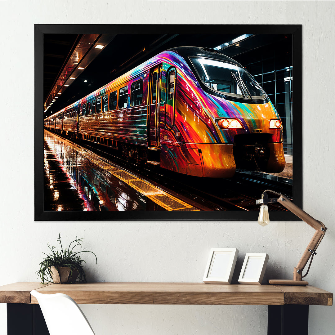 Colorful graffiti Train Journey - Transportation Train Canvas Wall Art