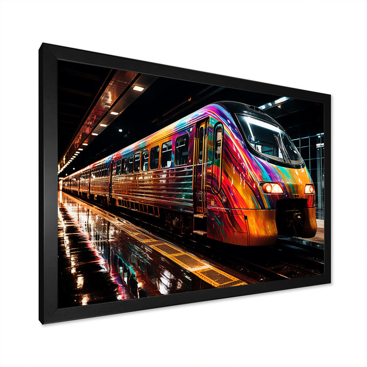 Colorful graffiti Train Journey - Transportation Train Canvas Wall Art